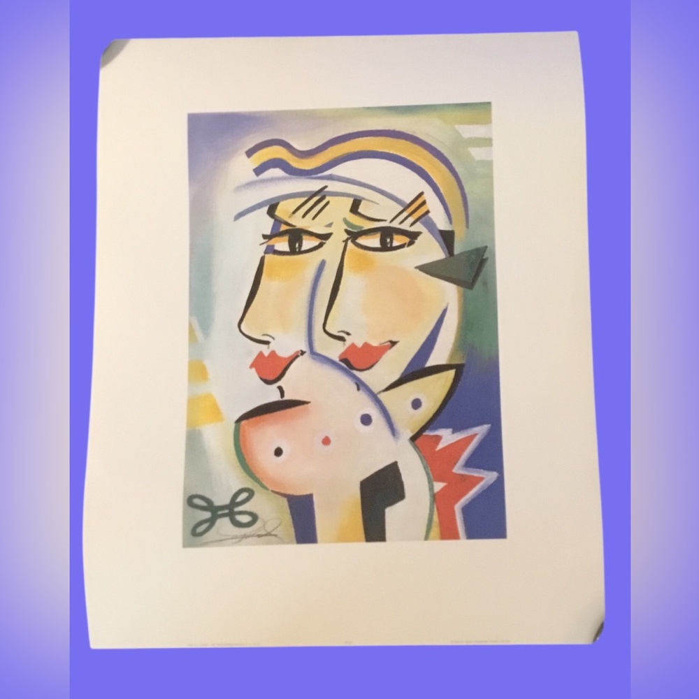 Alfred Gockel “Twins” Abstract Modern Face Art Print in Offset Lithograph. NEW!